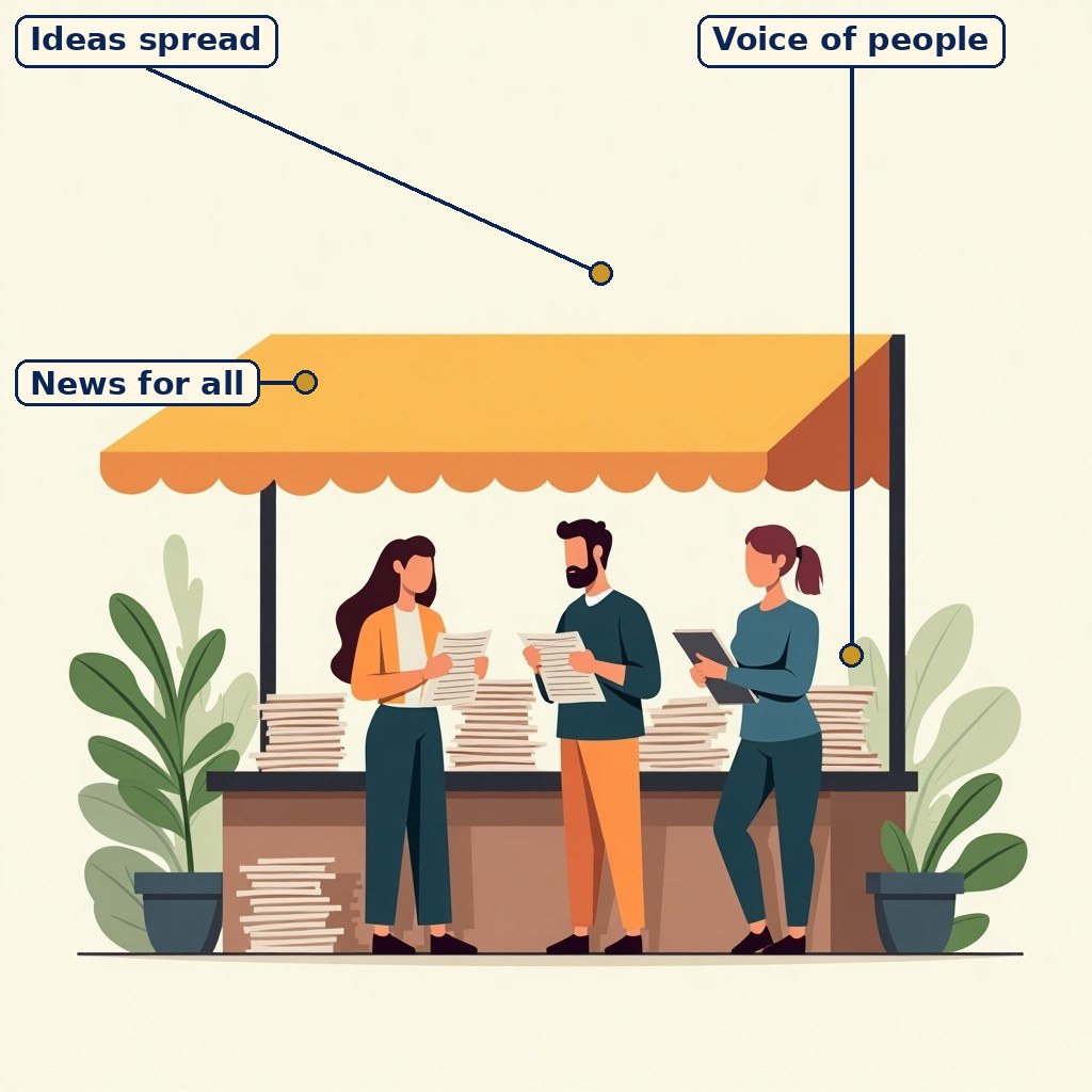 Exceptional Role of Newspapers in Development labelled diagram