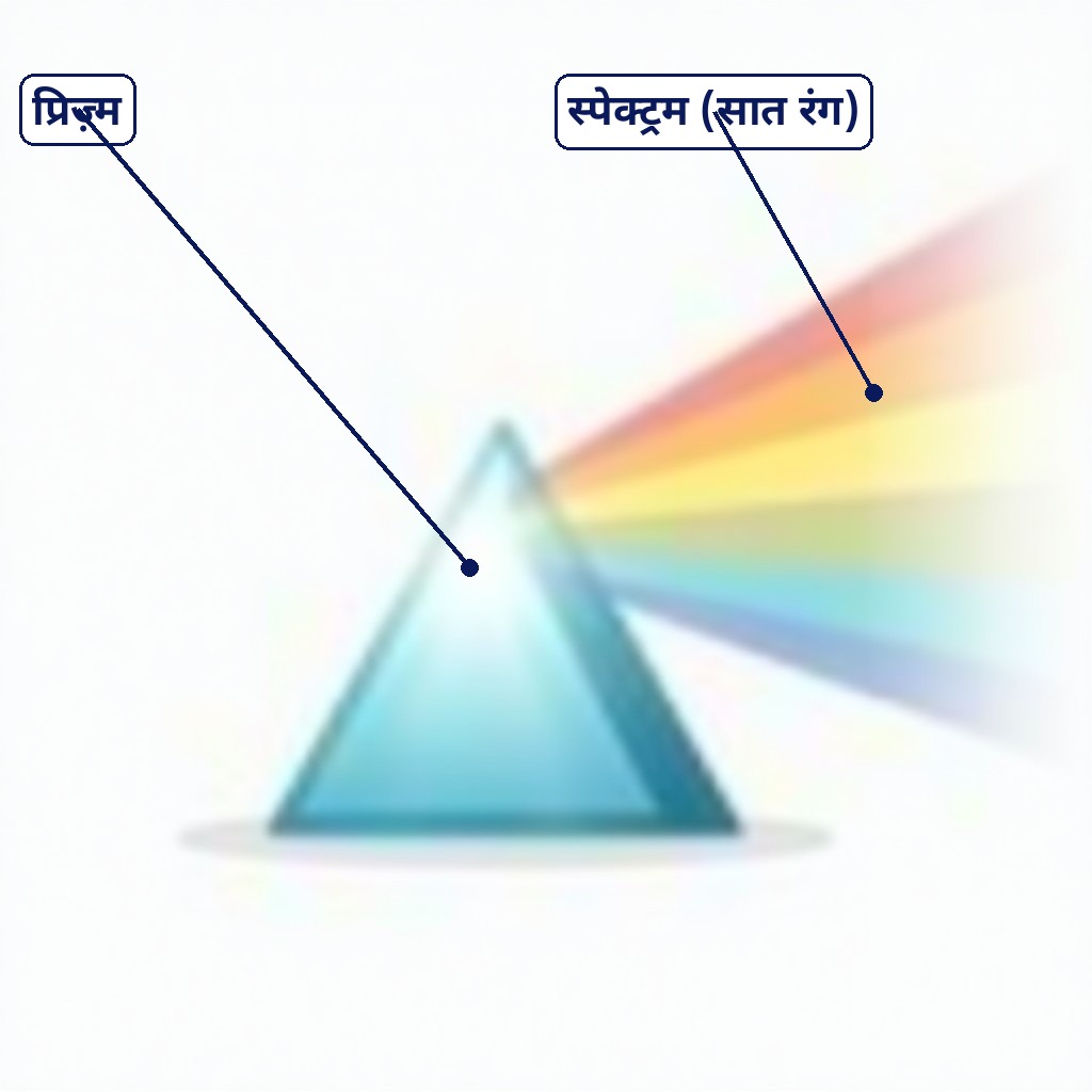 Label wala prism: Prism aur Spectrum (saat rang)