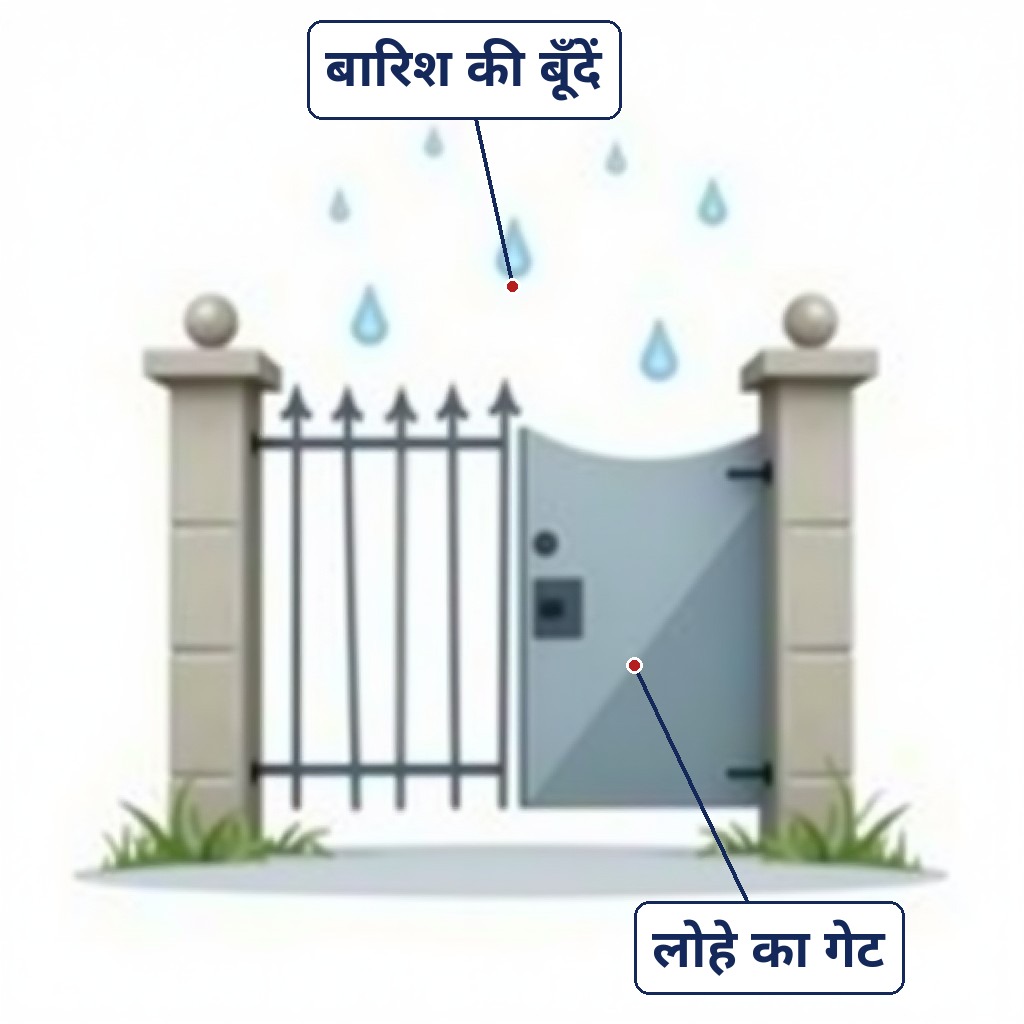 Baarish me lohe ka gate, bina jung ke