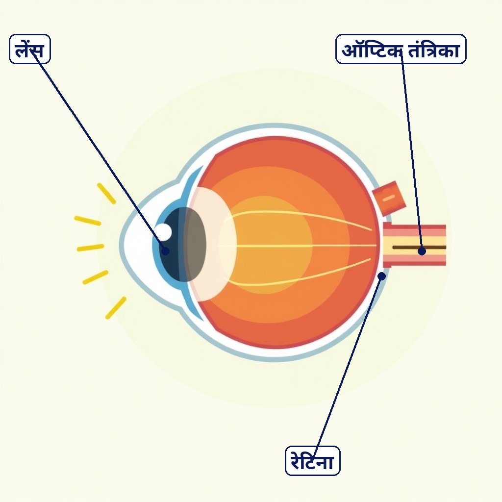 Label wali aankh: Lens, Retina aur Optic tantrika