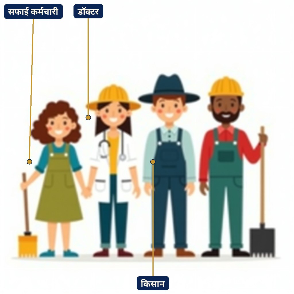 Labelled diagram for हमारे मददगार-कामगार