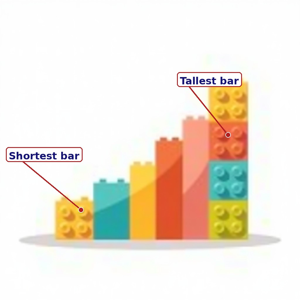 Labelled bars of different heights, shortest to tallest