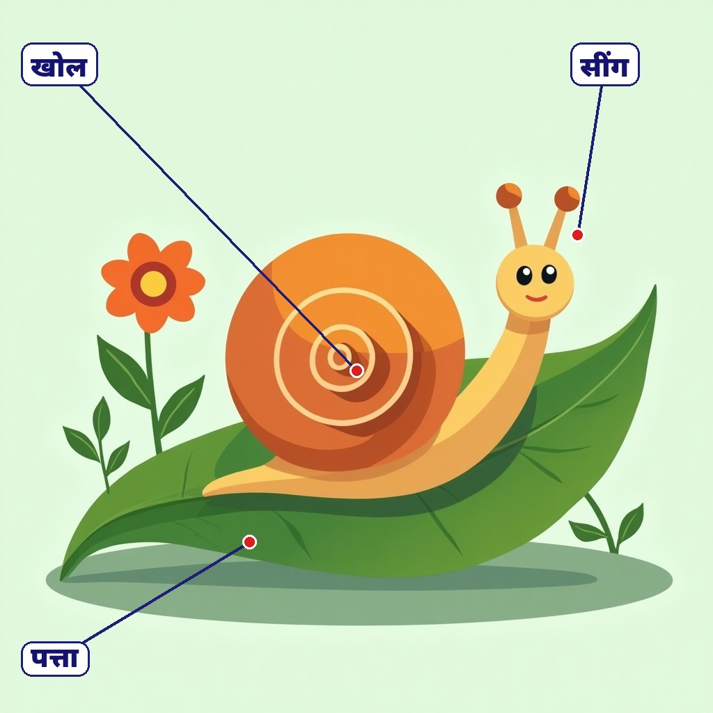 Labelled snail on a leaf