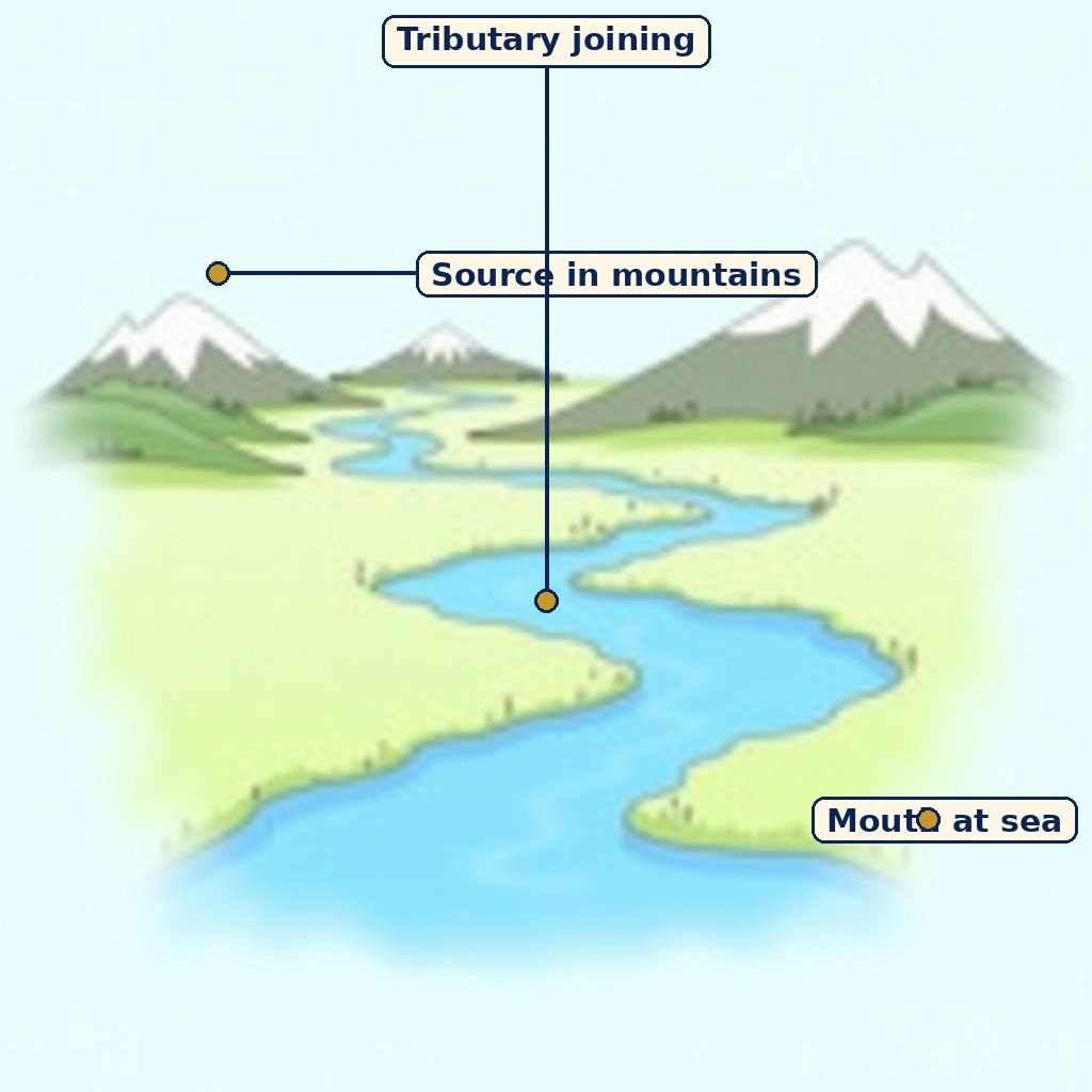 Labelled diagram for Journey of a River