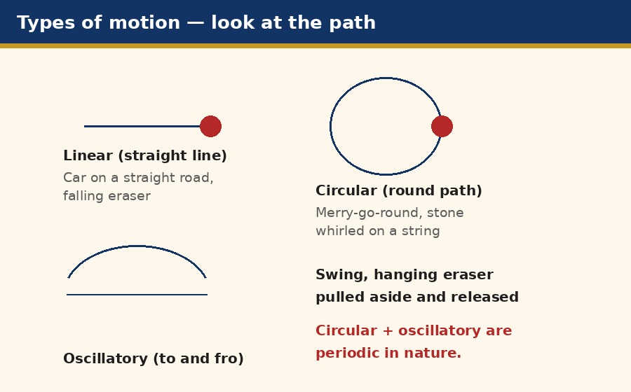 Types of motion shown by their paths