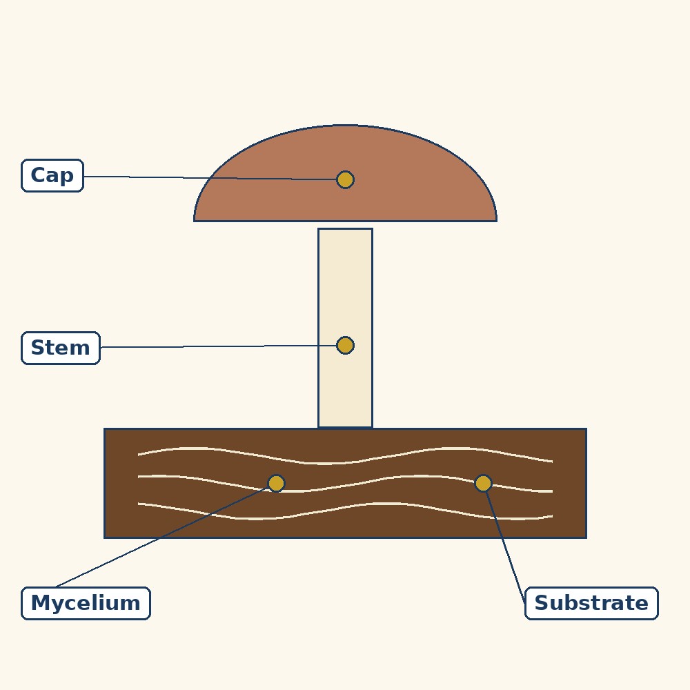Labelled diagram for Mushroom Cultivation