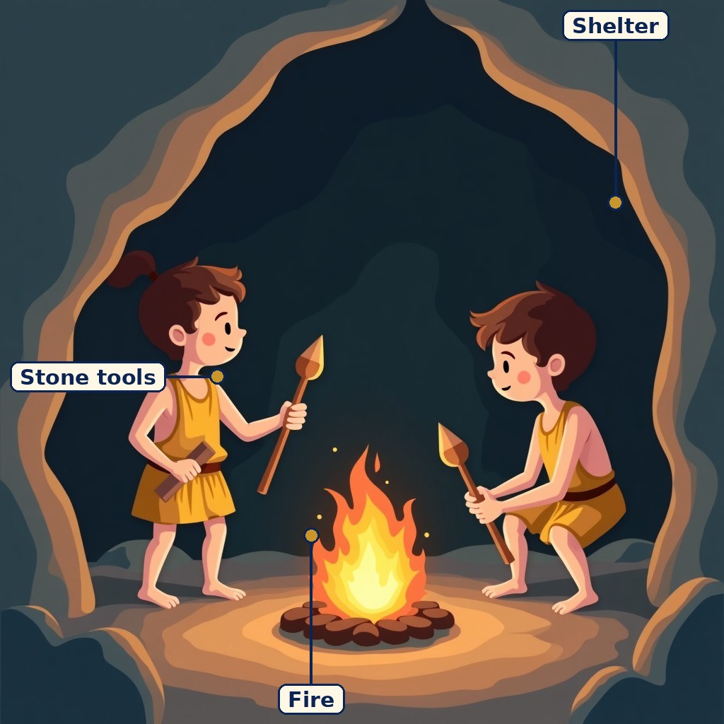 Labelled diagram for Early Humans and Beginning of Civilisation