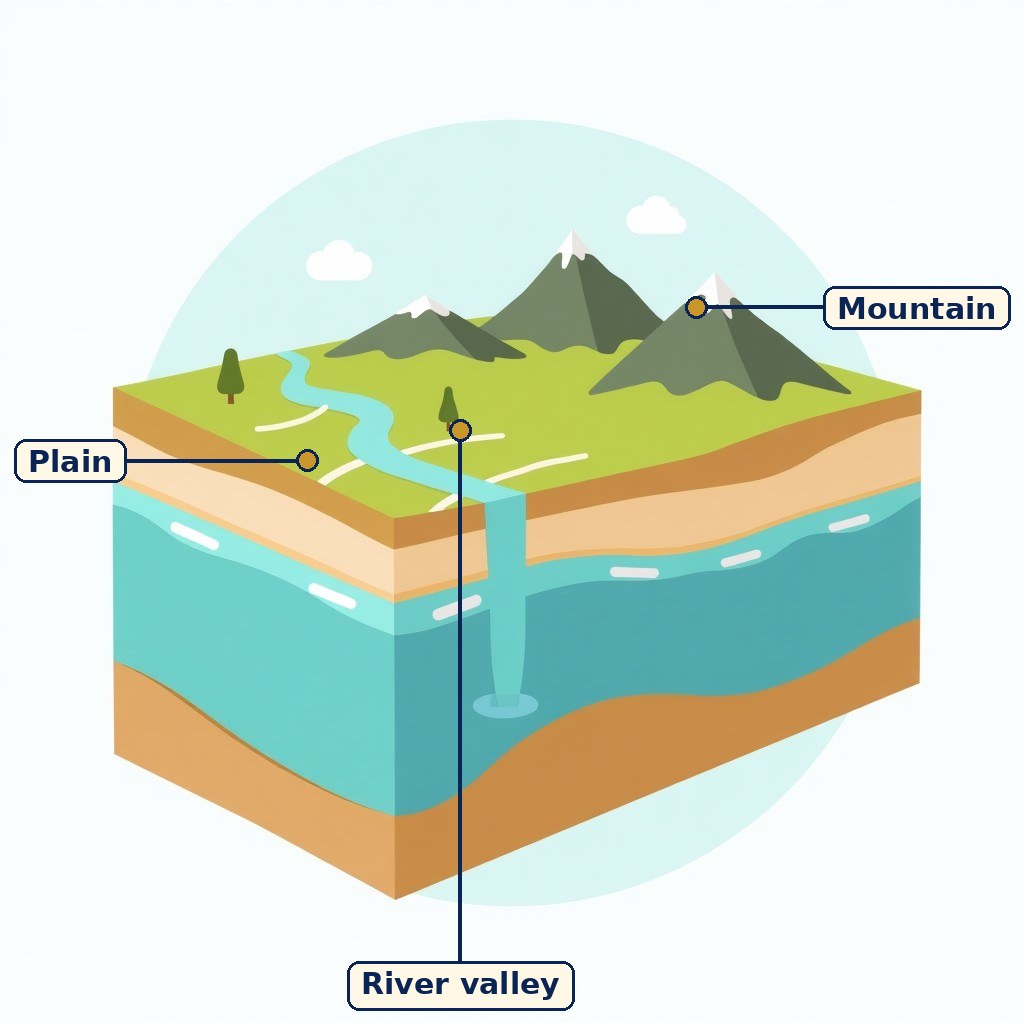 Labelled diagram for Shaping of the Earth's Surface