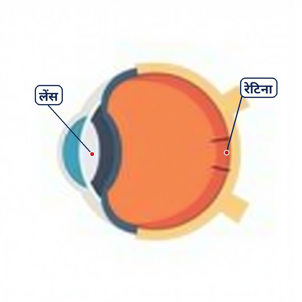 Manav netra ka saral kaat-chitra: lens aur retina